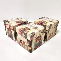 Подарочная коробка (3шт.в уп.) новогодние открытки 9,5х9,5х9,5см